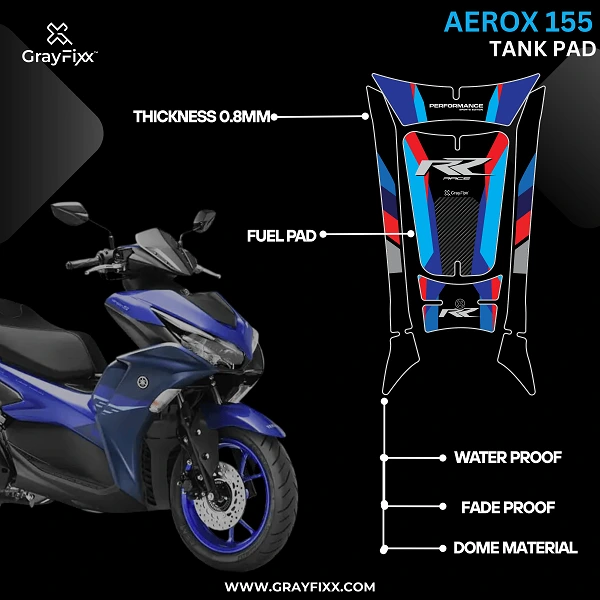 RR Edition Tank Pad for Aerox 155 | Premium 3D Tank Pad, Pack of 1